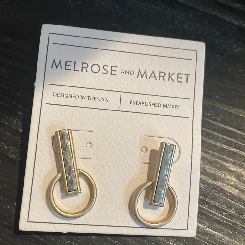Melrose and Market Mixed Metal Post Earrings - Picture 2 of 2